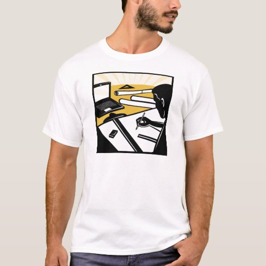 architectonisch rapporteur voor het werk architect t-shirt (Voorkant)