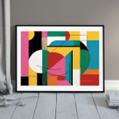 Architectonisch ritme – kleur- en curvegeometrie poster