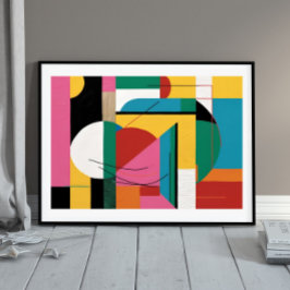 Architectonisch ritme – kleur- en curvegeometrie poster