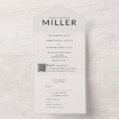 Architectonische Achternaam QR Bruiloft All In One Uitnodiging (Binnen)