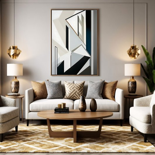 Architectonische balans canvas afdruk