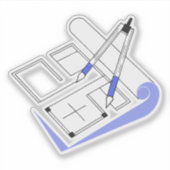 Architectonische blauwdruk esthetiek sticker (Voorkant)