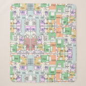 Architectonische Blauwdruk Patroon Worpdeken Sherpa Deken (Voorkant)