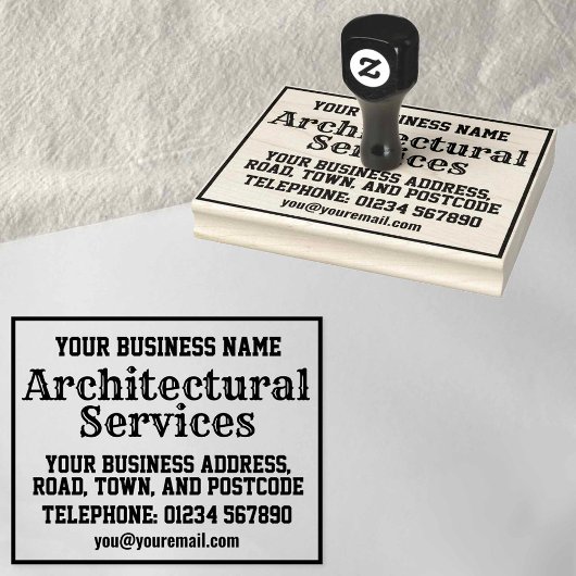 Architectonische diensten met naam, adres, enz. rubberstempel