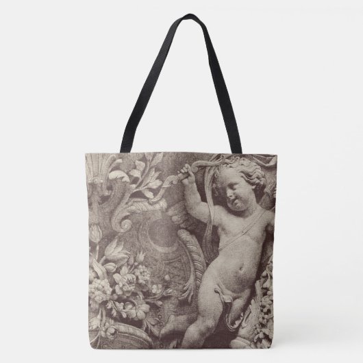 Architectonische gebeeldhouwde bloemen details tote bag (Voorkant)