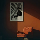 Architectonische muze: monochrome caped elegantie poster