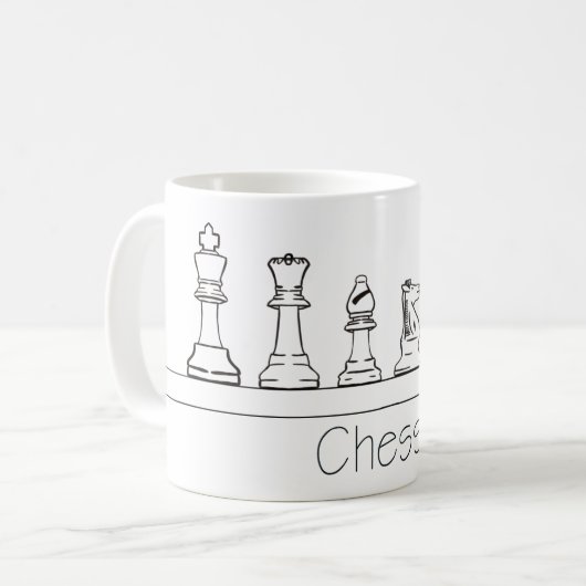 Architectonische schaakstukken koffiemok (Voorkant links)