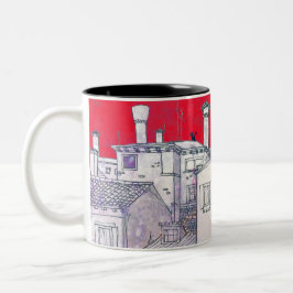 architectonische schets tweekleurige koffiemok