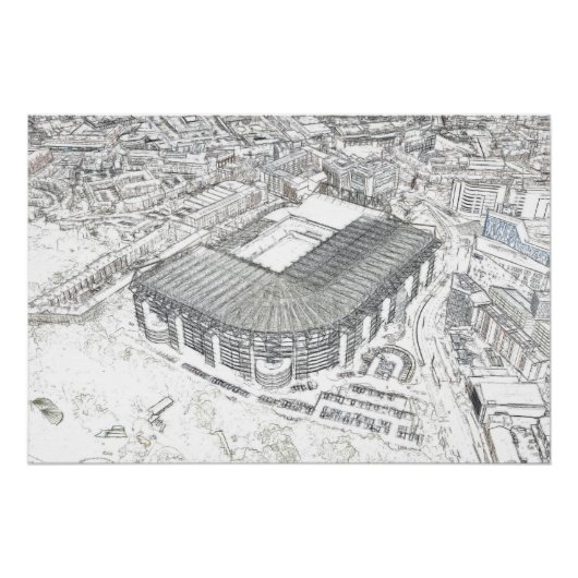 Architectonische schets van Newcastle Stadium Perfect Poster (Voorkant)