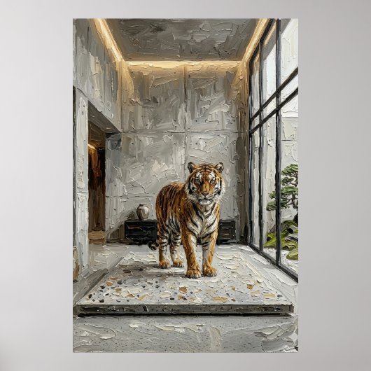 Architectonische Tijger Elegantie – Luxe Minimalis Poster (Voorkant)
