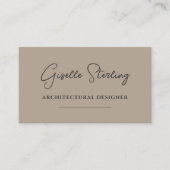 Architectura Designer Neutral Taupe Script QR Code Visitekaartje (Voorkant)
