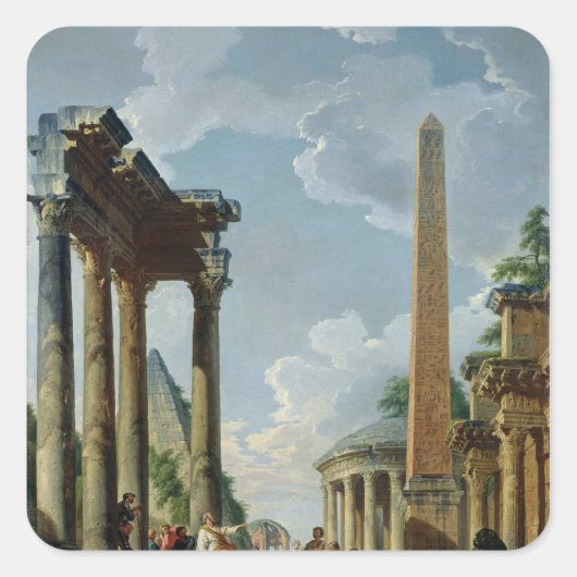 Architecturaal Capriccio met predikant Vierkante Sticker (Voorkant)