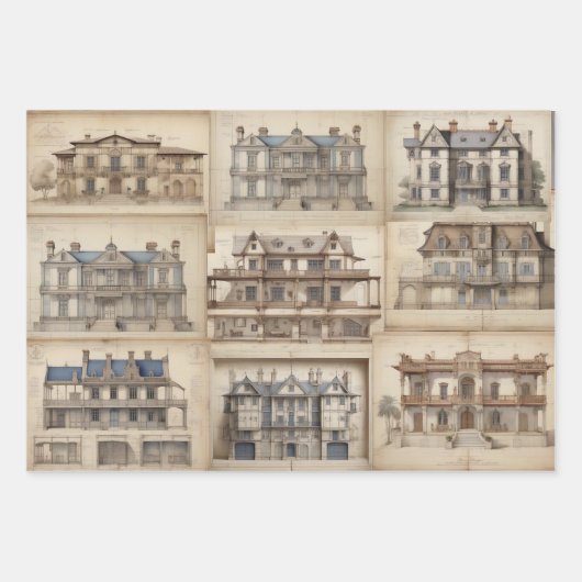  Architecturaal Ephemera Decoupage Document Inpakpapier Vel (Voorkant 3)