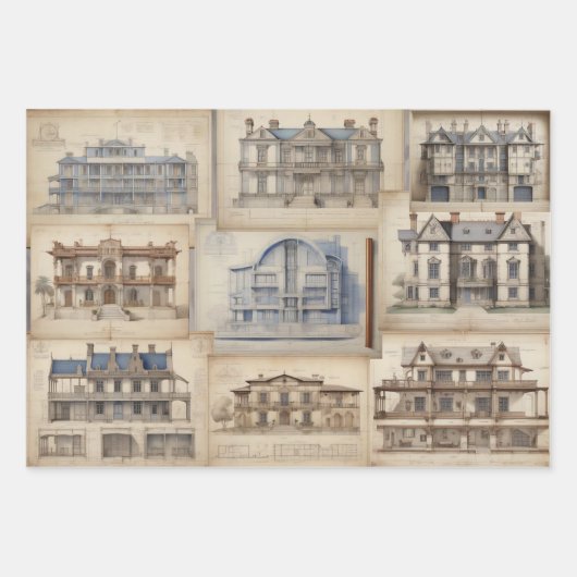  Architecturaal Ephemera Decoupage Document Inpakpapier Vel (Voorkant 2)