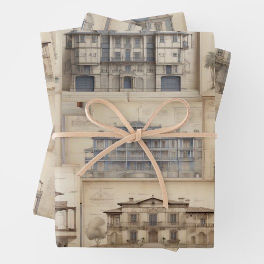  Architecturaal Ephemera Decoupage Document Inpakpapier Vel (In situ)