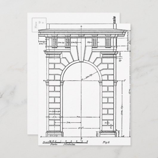  architecturaal grafisch zwart-wit briefkaart (Voorkant / Achterkant)
