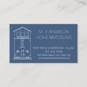 Architecturaal huis Schetsen Blauwdruk Navy & Whit Visitekaartje (Voorkant)