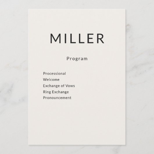 Architecturaal Huwelijksprogramma Menu (Voorkant)