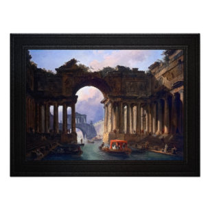 Architecturaal landschap met een kanaal foto afdruk