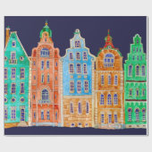 Architecturaal naadloos grenspatroon op een donker cadeaupapier (Vlak)