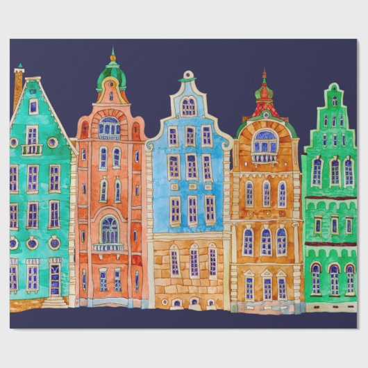 Architecturaal naadloos grenspatroon op een donker cadeaupapier (Vlak)