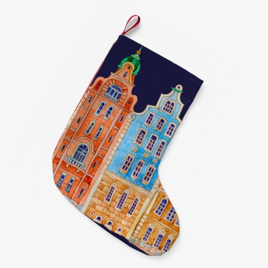 Architecturaal naadloos grenspatroon op een donker kleine kerstsok (Voorkant (Hangend))