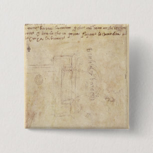 Architecturaal onderzoek met notities vierkante button 5,1 cm