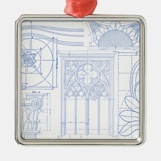 Architecturaal overzicht metalen ornament (Voorkant)