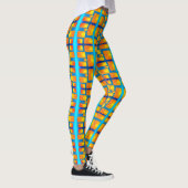 Architecturaal patroon met Aqua en Oranje schaduwe Leggings (Rechts)