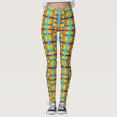 Architecturaal patroon met Aqua en Oranje schaduwe Leggings (Voorkant)