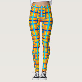 Architecturaal patroon met Aqua en Oranje schaduwe Leggings