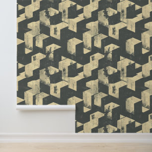 Architecturaal vierkant 3D huis illusie modern Behang