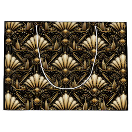 Architectural Art Deco | Black Gold Luxe Gift Bag Groot Cadeauzakje