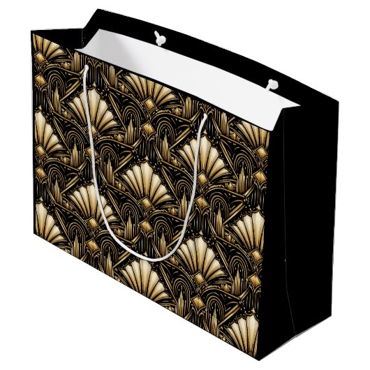 Architectural Art Deco | Black Gold Luxe Gift Bag Groot Cadeauzakje (Achterkant Gekanteld)