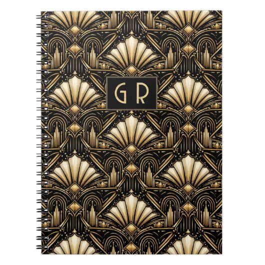 Architectural Art Deco | Custom Initials Notitieboek (Voorkant)