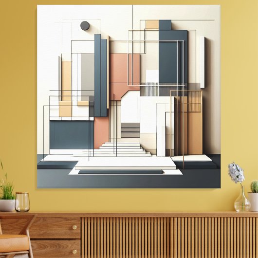 Architectural Balance Grid Canvas Afdruk (Insitu (Woonkamer))