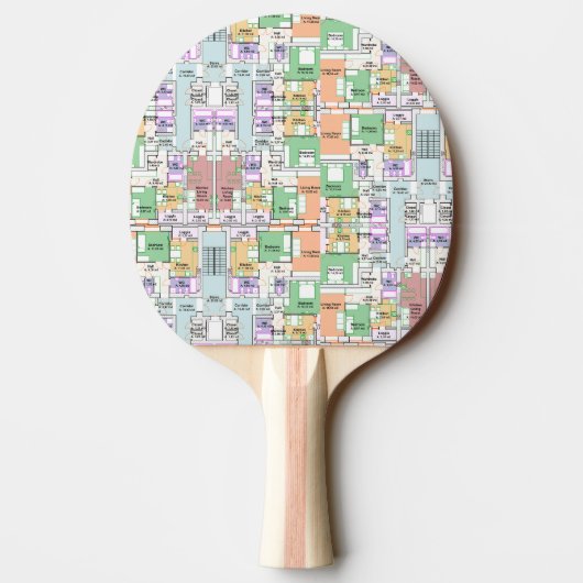 Architectural Blueprint Pattern Custom  Tafeltennisbatje (Achterkant)