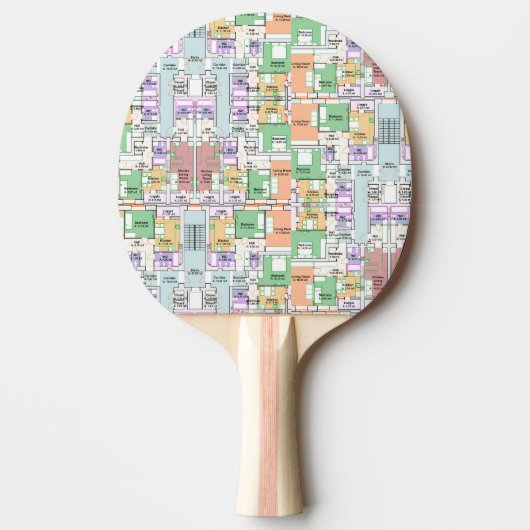 Architectural Blueprint Pattern Custom  Tafeltennisbatje (Voorkant)