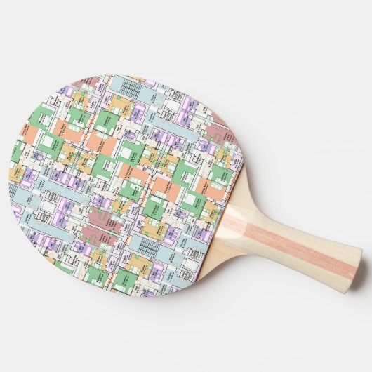 Architectural Blueprint Pattern Custom  Tafeltennisbatje (Zijkant)