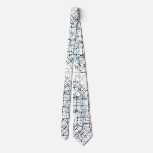 Architectural Blueprint Pattern Men's Neck Tie Stropdas (Achterkant)