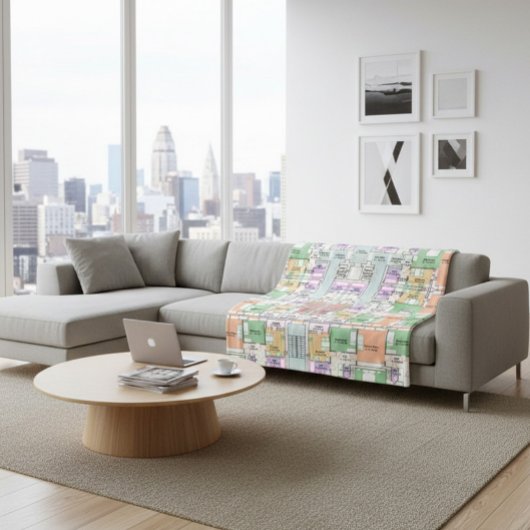 Architectural Blueprint Pattern Throw Blanket