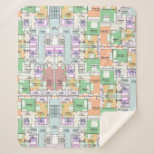 Architectural Blueprint Pattern Throw Blanket (Voorkant)