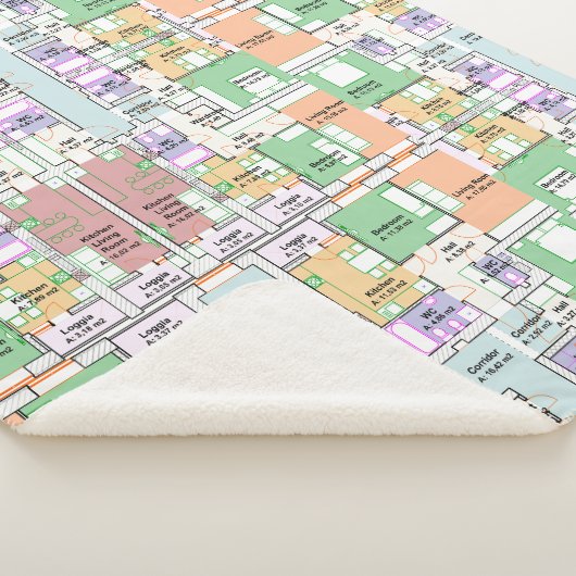 Architectural Blueprint Pattern Throw Blanket (3/4)