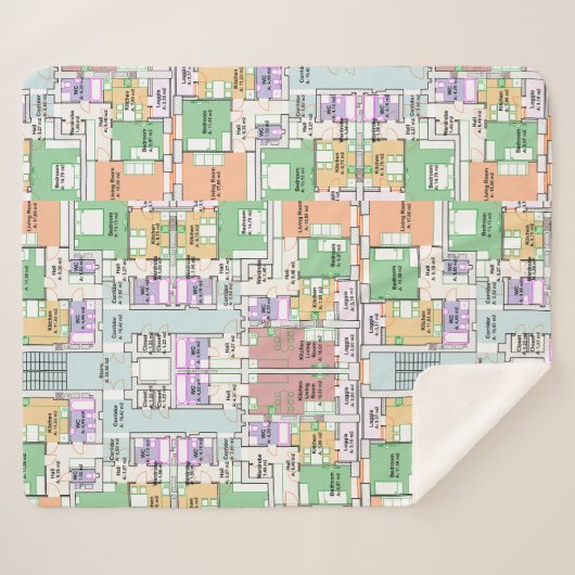 Architectural Blueprint Pattern Throw Blanket (Voorkant (horizontaal))