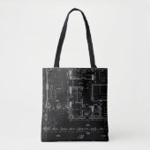 Architectural Blueprint Pattern Tote Bag (Voorkant)