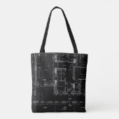 Architectural Blueprint Pattern Tote Bag (Achterkant)