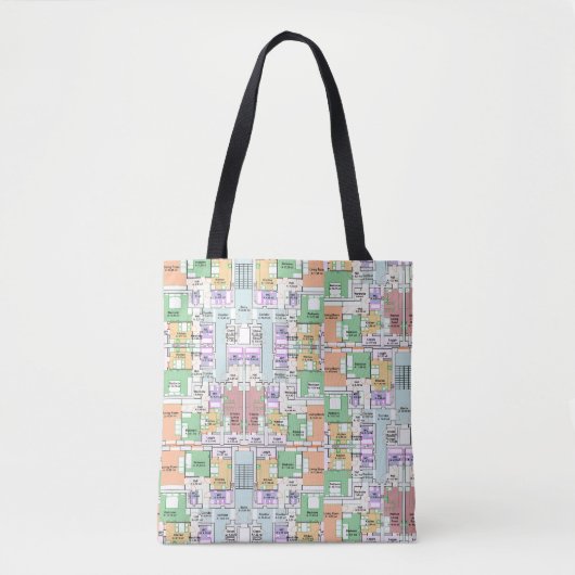 Architectural Blueprint Pattern Tote Bag (Voorkant)
