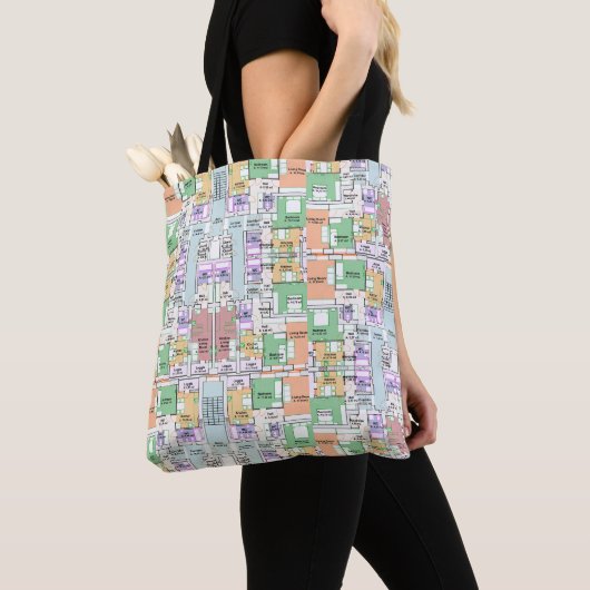 Architectural Blueprint Pattern Tote Bag (Dichtbij)