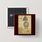 Architectural Cathedral Study by Leonardo da Vinci Vierkante Button 5,1 Cm (Voorkant /achterkant)