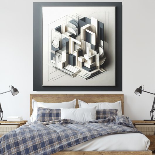 Architectural Depth Matrix Canvas Afdruk (Insitu (Slaapkamer))